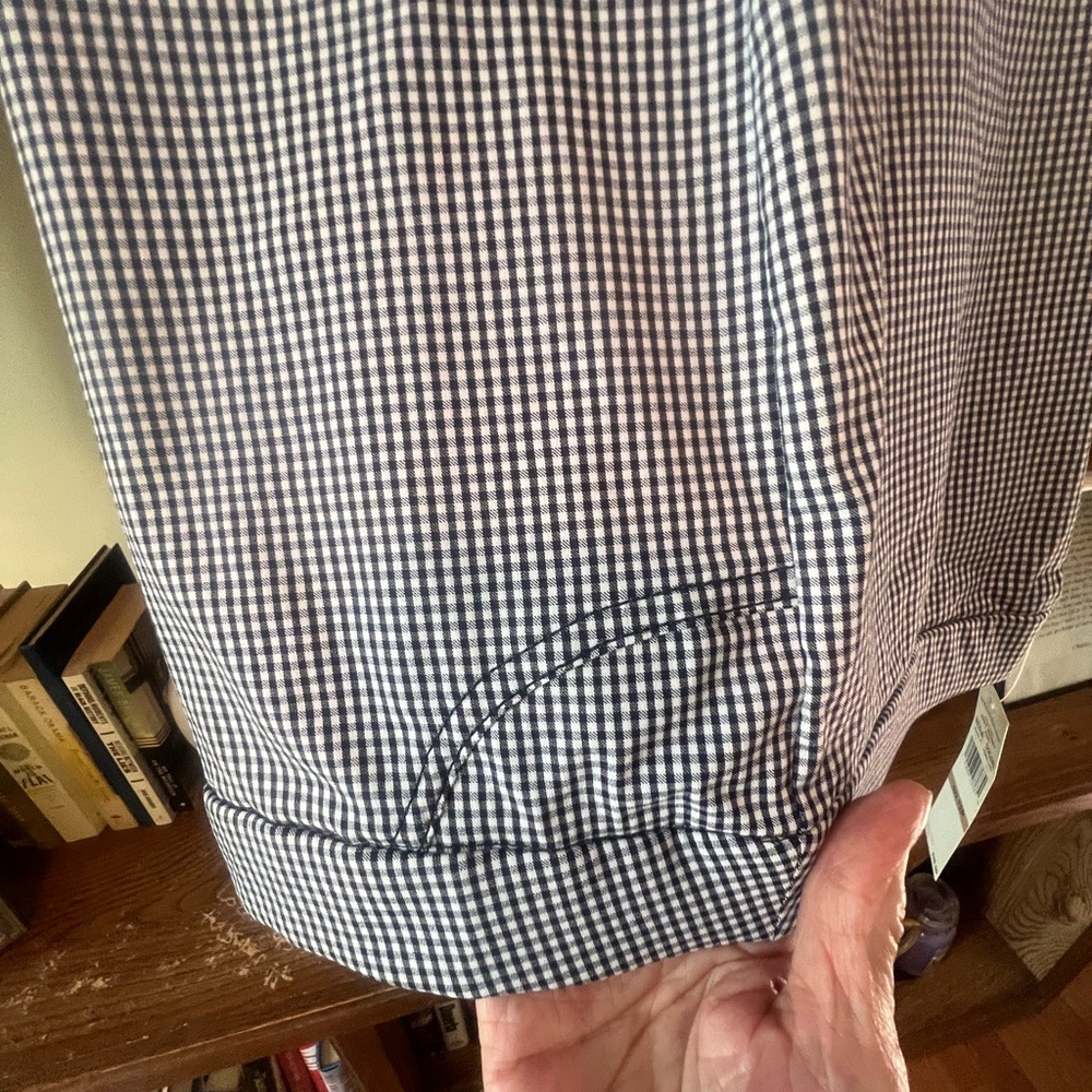 Alfred Dunner Navy and White Checkered Shirt